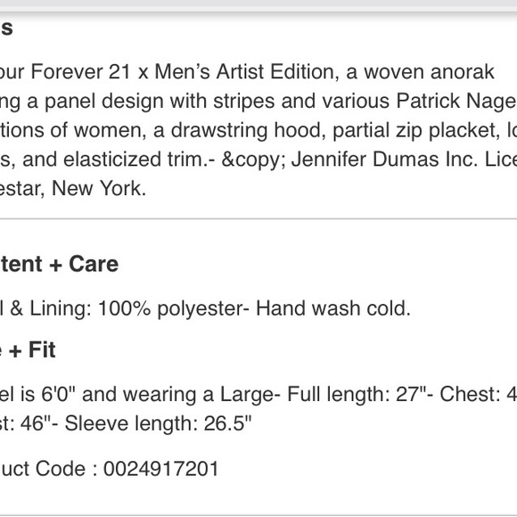 GUCCI LIKE NWOT-⭐️FOREVER 21  Patrick Nagel anorak 1980s!!EXTREMELY HARD TO FIND - Picture 9 of 9